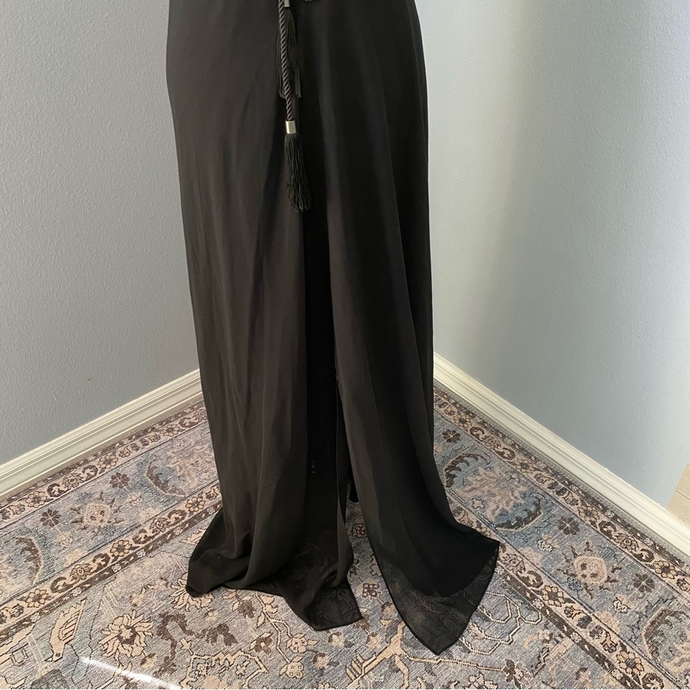 Victorias Secret Black Maxi Gown Tassel Rope Pace zip Back 4 - Picture 14 of 15